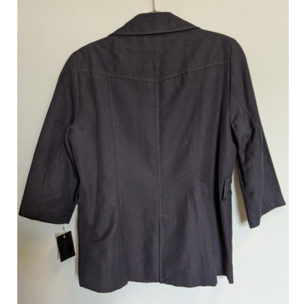 Larry Levine Double Breasted navy linen Blend peacoat - Picture 2 of 8